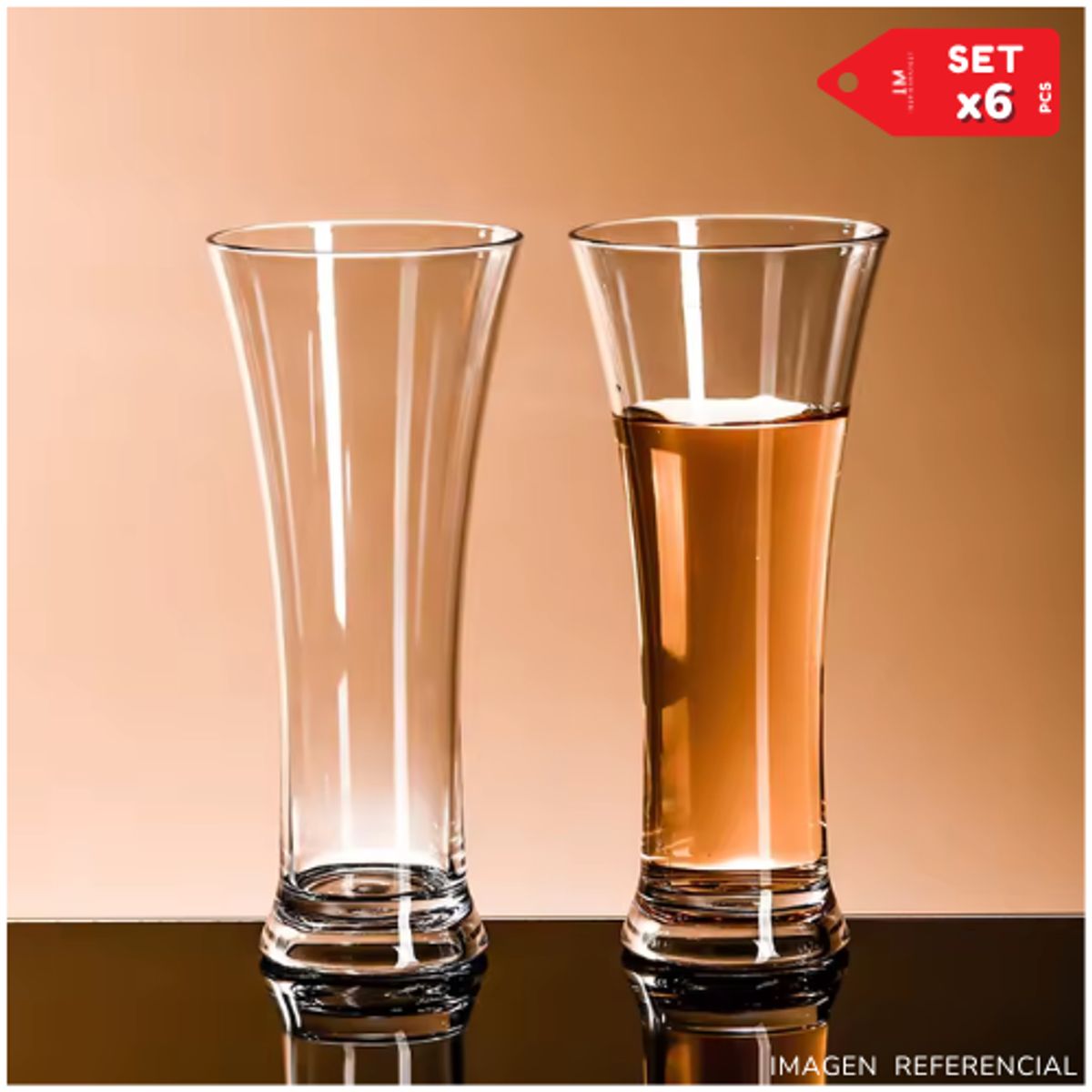 INSPIRA MARKET - Set 6 Vasos Cerveceros Altos Vidrio Elegante 500ml