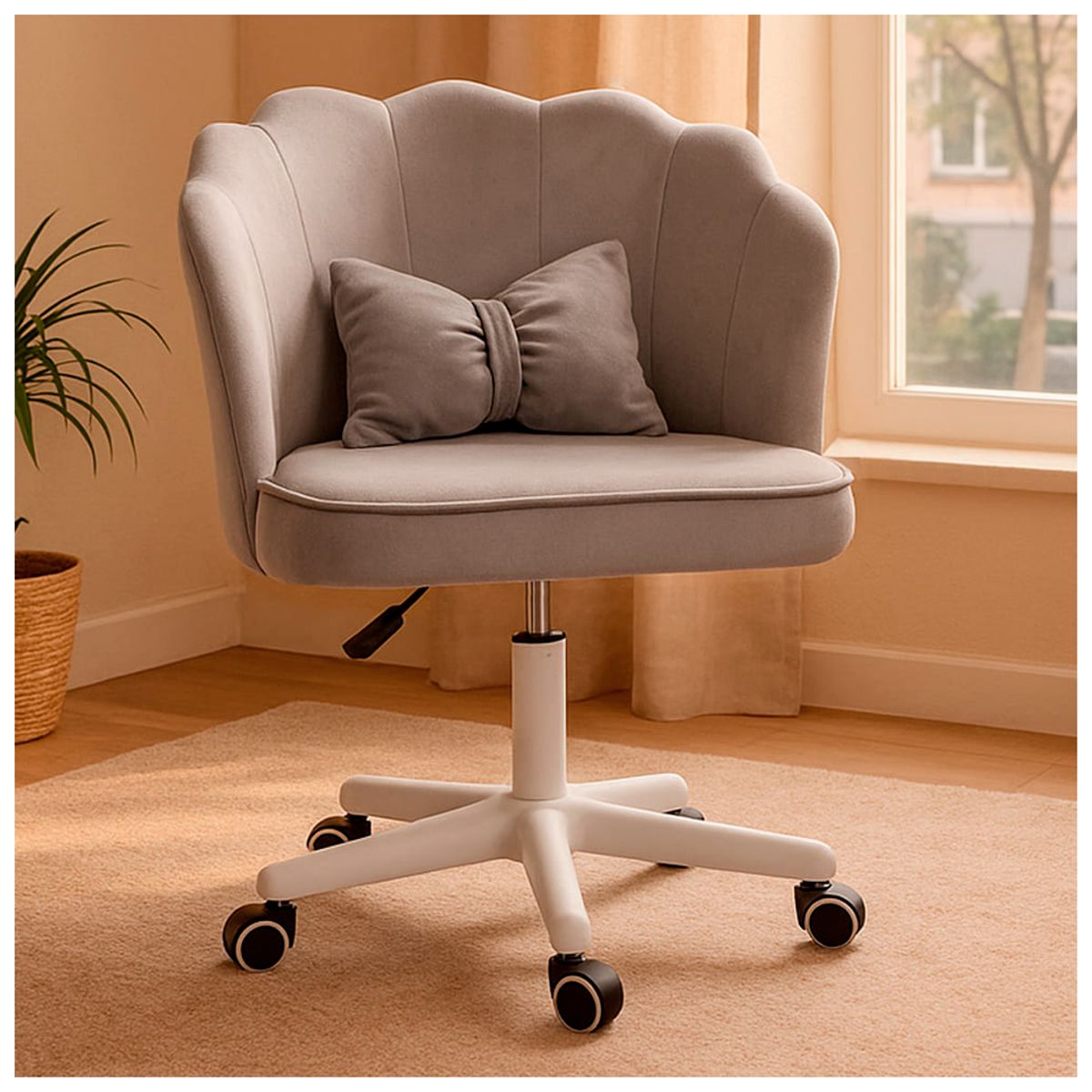 BUCKINGHAM - Silla Giratoria de Escritorio Oficina Tocador Q1 Gris Claro Buckingham