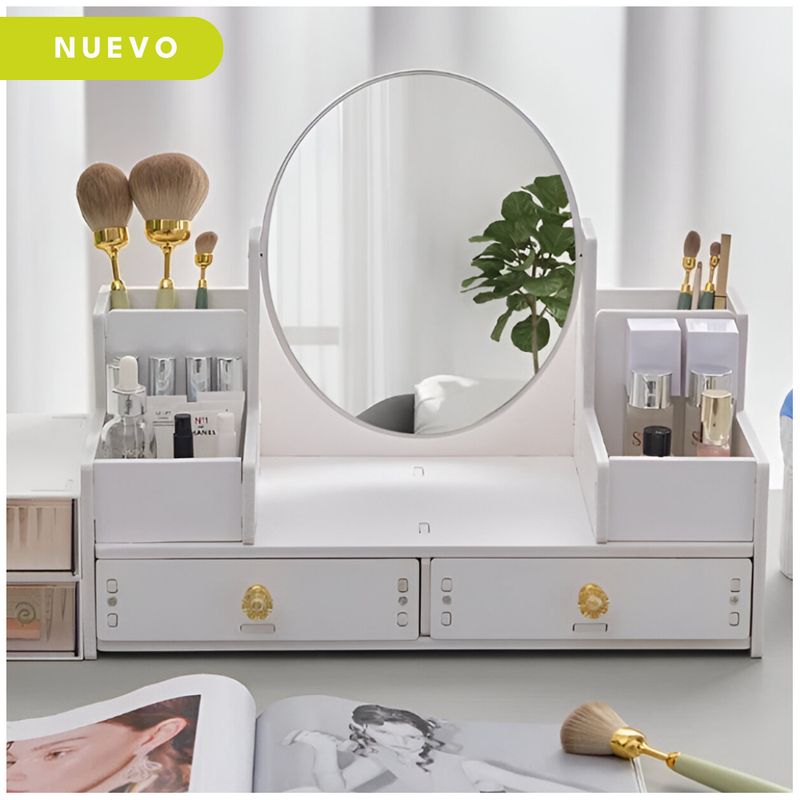 MINARI - Organizador de Brocha Maquillaje y Joyas con Espejo Multifuncional JT2