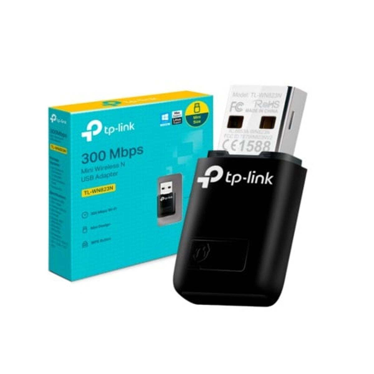 TP LINK - Mini Adaptador USB Inalámbrico de 300Mbps TL-WN823N