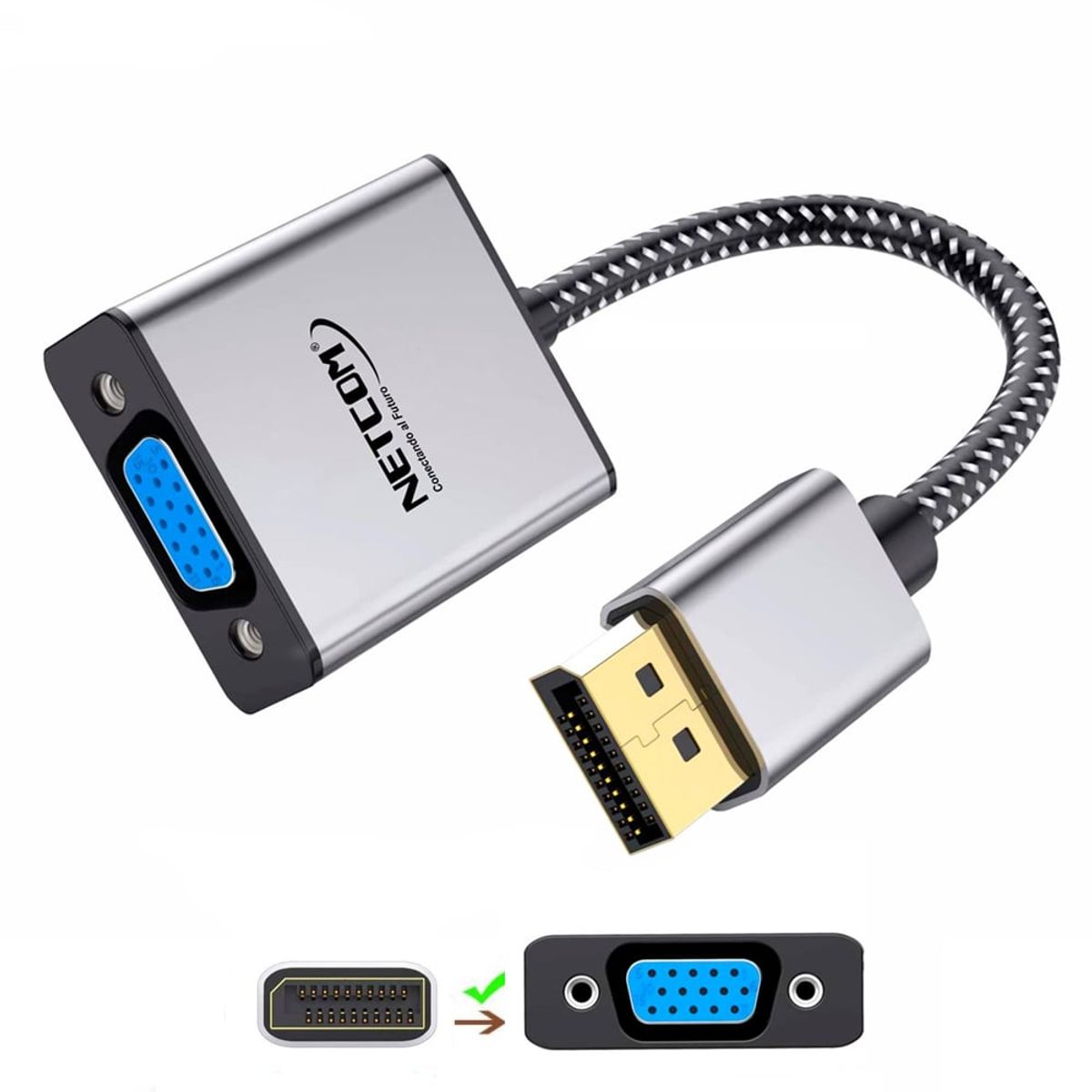 NETCOM - Adaptador Convertidor DisplayPort a Vga NETCOM Premium Dp a Vga 1080P