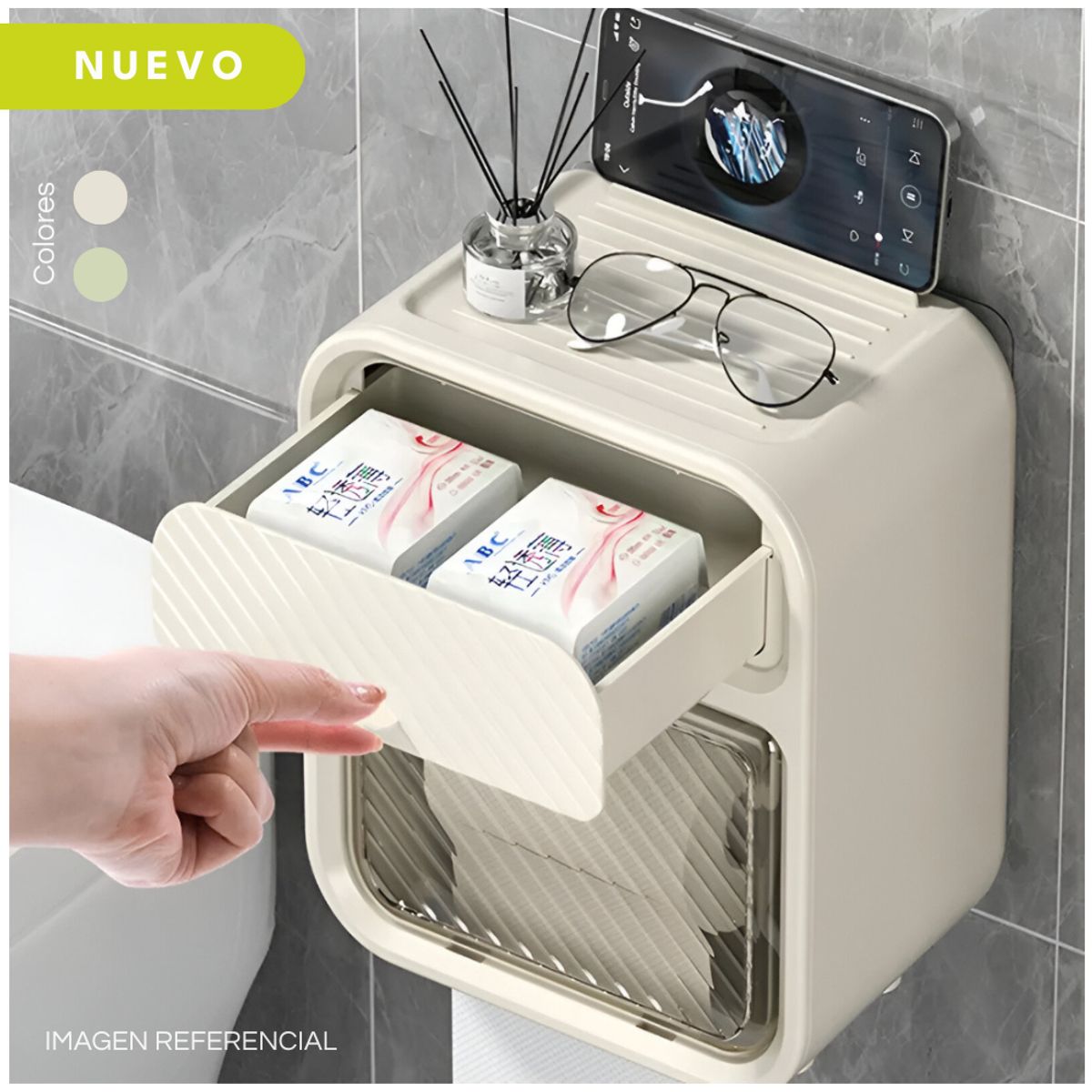 MINARI - Organizador Dispensador de Papel para Baño OP23 -COLOR ALEATORIO