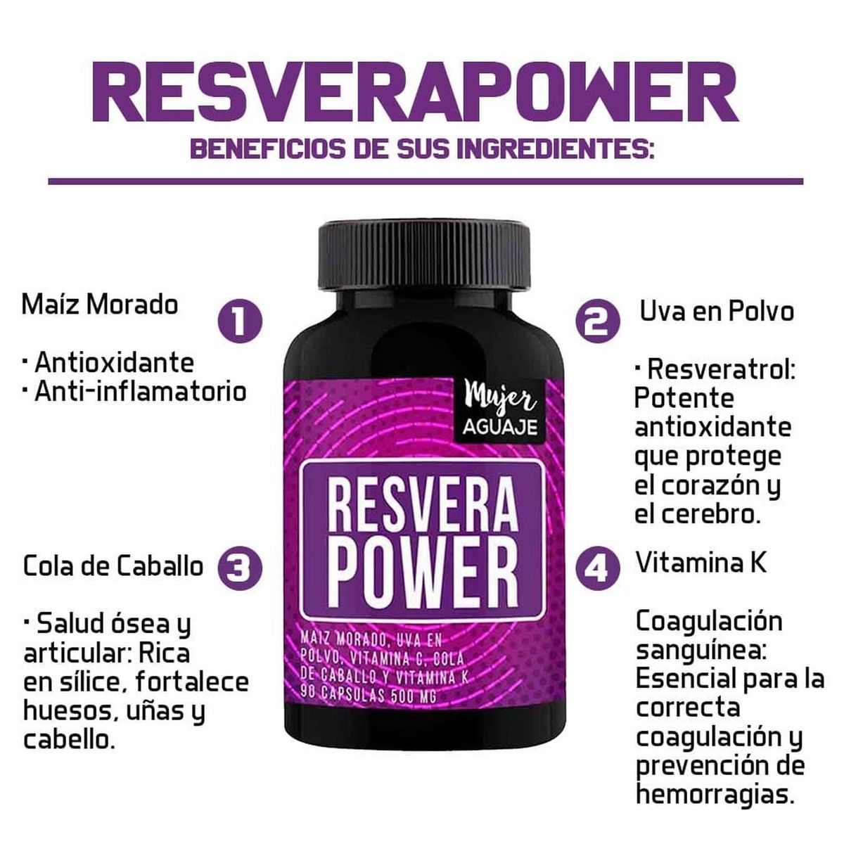 MUJER AGUAJE - Resvera Power + Citrato de Magnesio sachets Mujer Aguaje