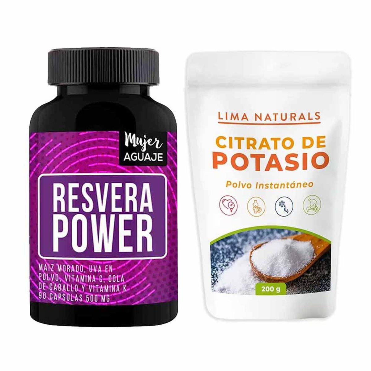 LIMA NATURALS - Resvera Power 90 Cápsulas + Citrato de Potasio 200 g Lima Naturals