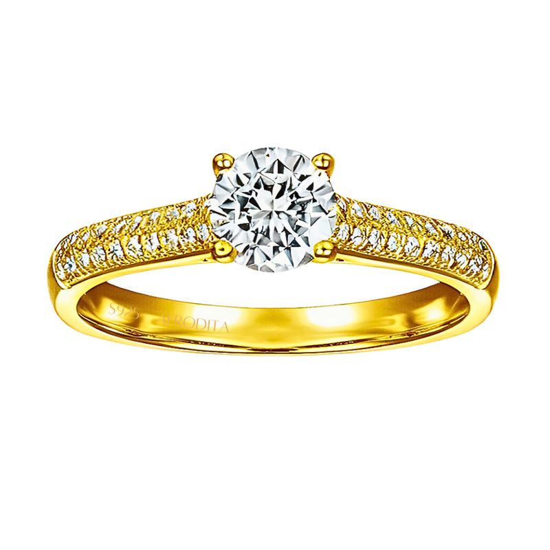 AFRODITA - Anillo de Compromiso Afrodita 375 Plata Maciza Bañado en Oro 18k