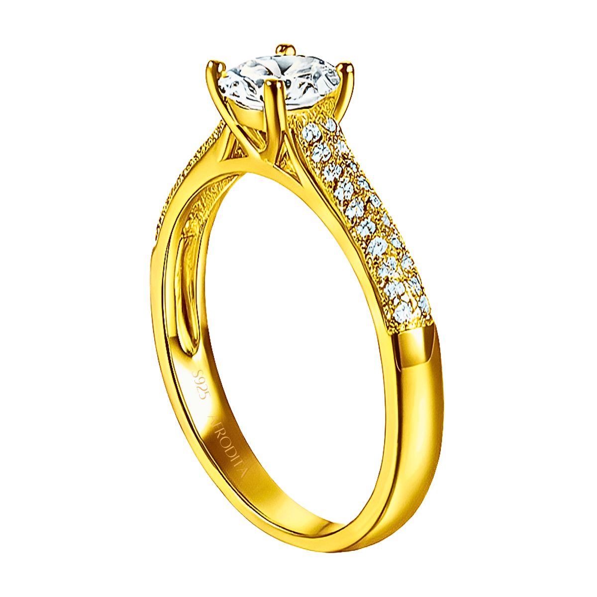 AFRODITA - Anillo de Compromiso Afrodita 375 Plata Maciza Bañado en Oro 18k