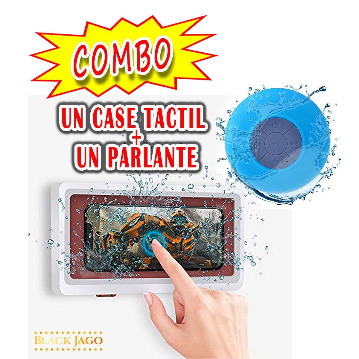 GENERICO - COMBO CASE TACTIL DE DUCHA  PARLANTE DE DUCHA CONTESTA LLAMADAS