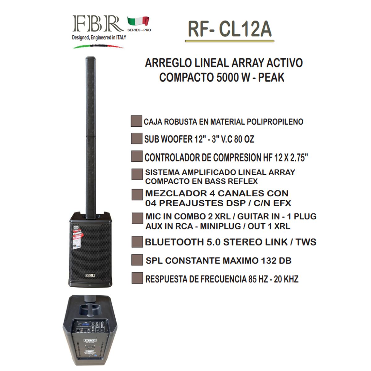 GENERICO - Kit parlante activo lineal array compact 5000W RF-CL12A