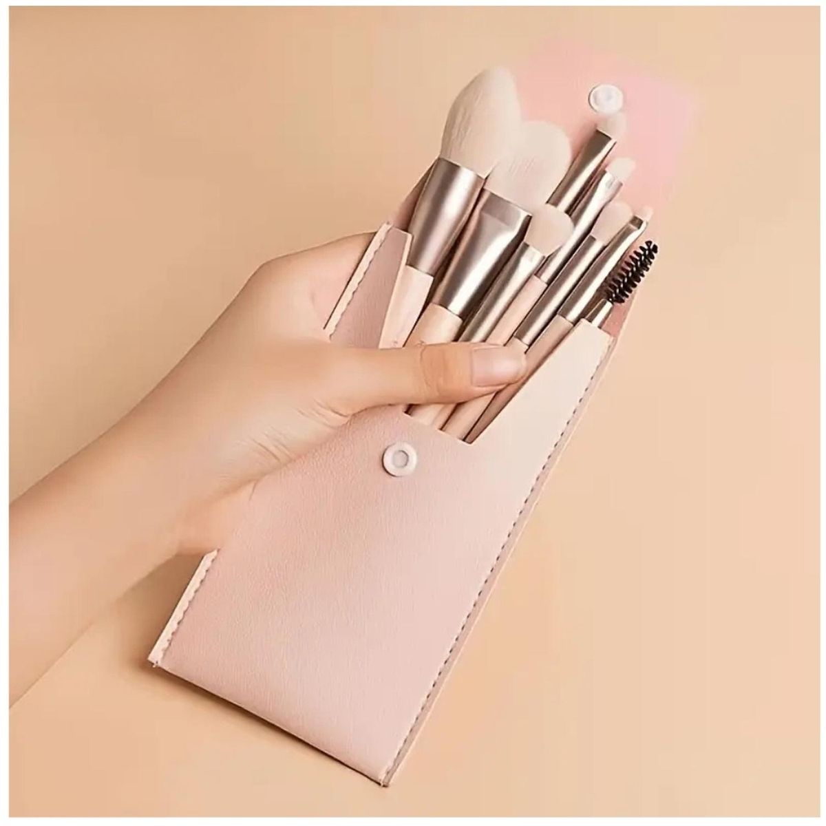 MINARI - Kit 8 piezas juego de brochas de maquillaje de viaje con Estuche RC SB10