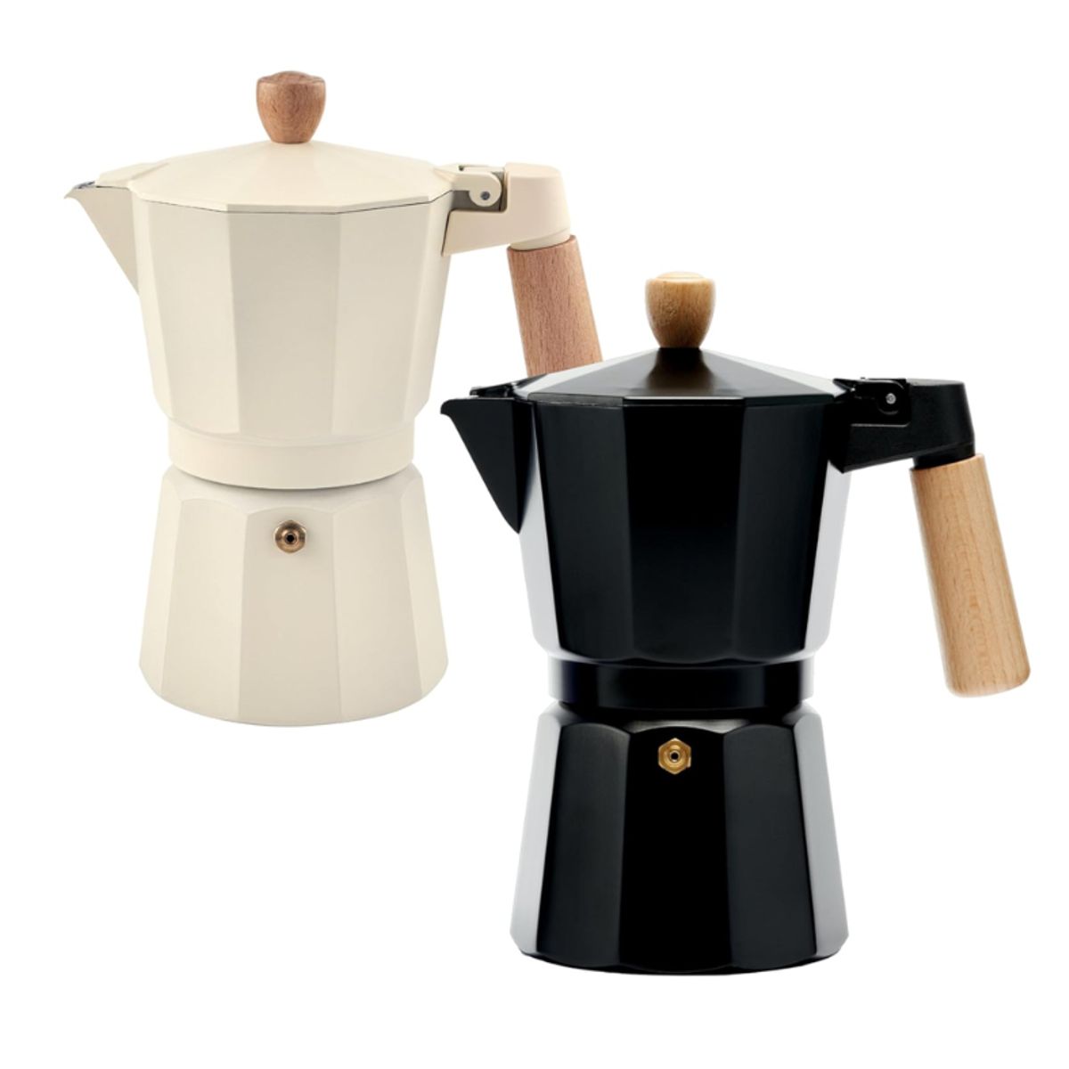 GENERICO - 2 Cafeteras mokas vintage 3 tz blanco & negro