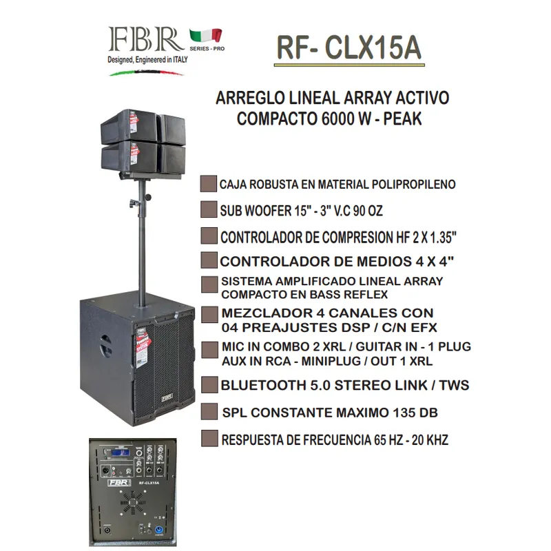 GENERICO - Kit parlante activo lineal array compact 6000W RF-CLX15A