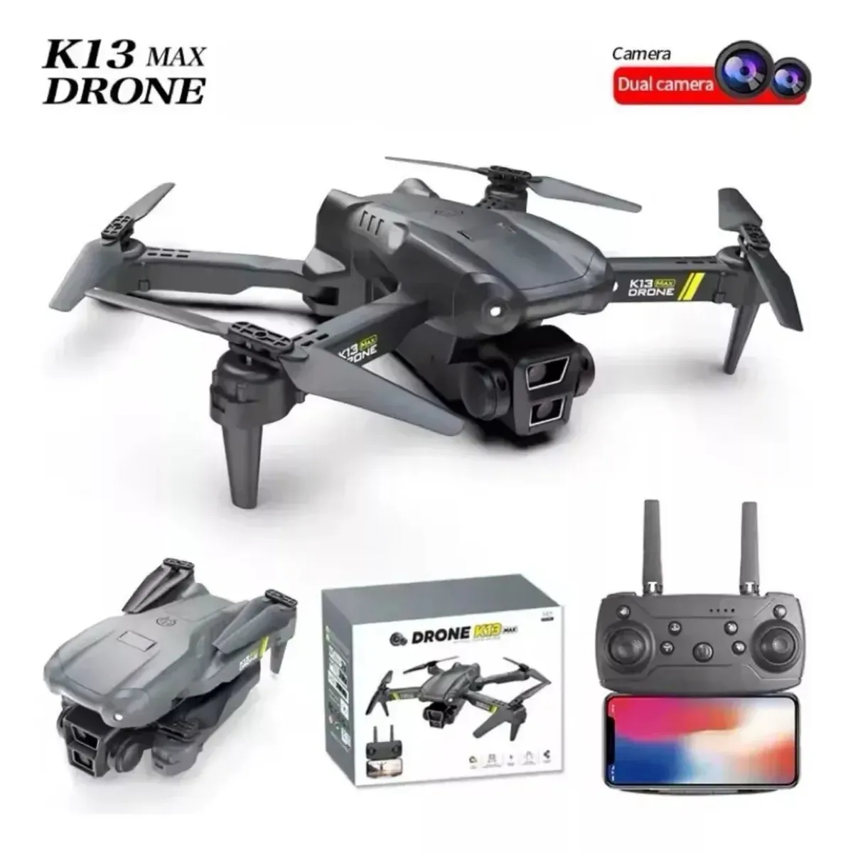GENERICO - Mini Dron k13 MAX full HD Doble bateria Doble Camara