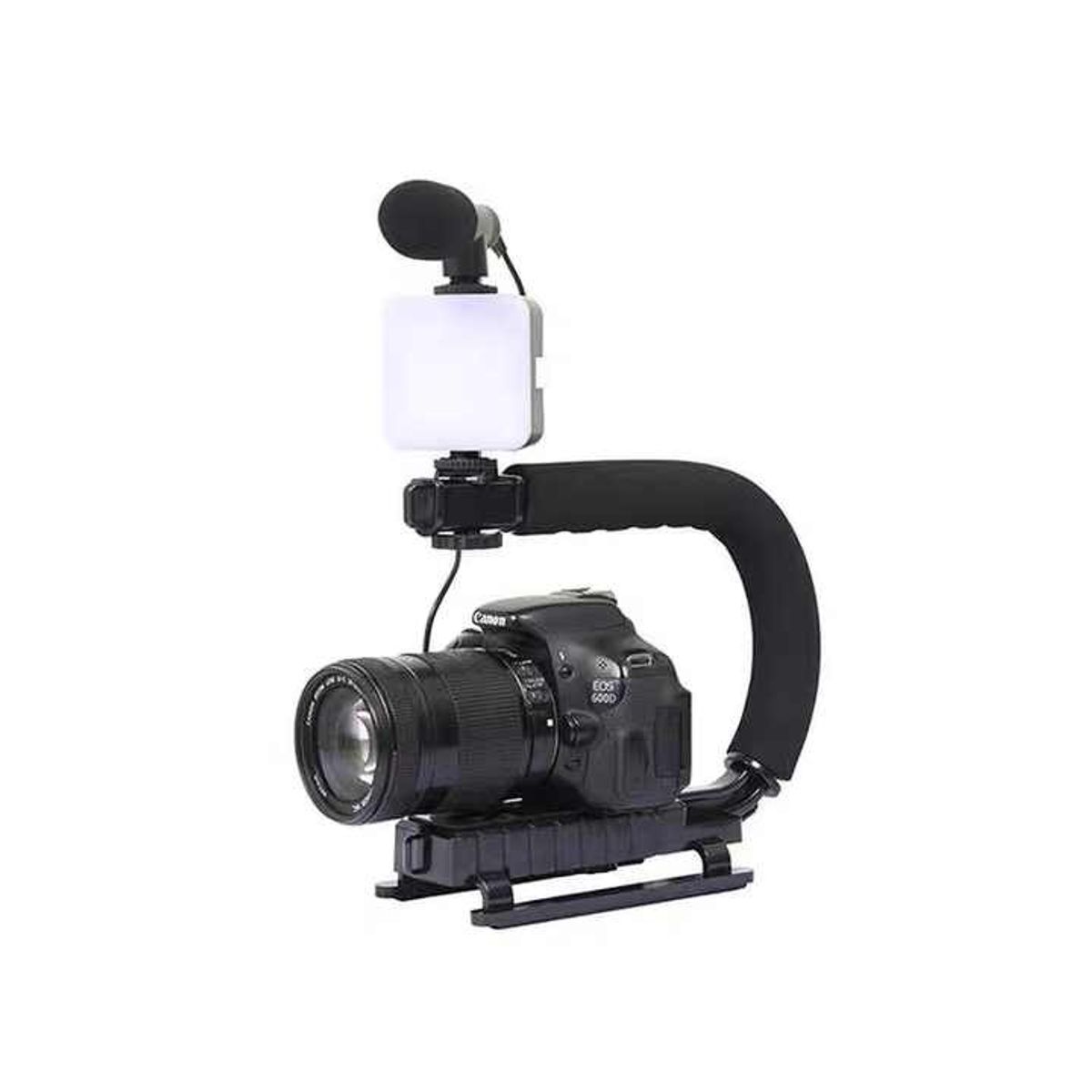 OEM - Soporte estabilizador kit para camara celular con luz LED  y microfono