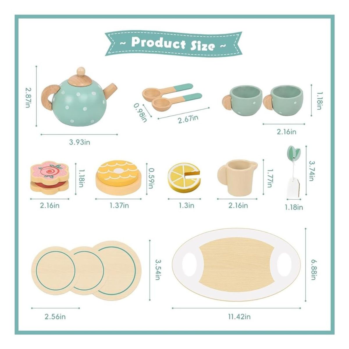 GENERICO - Juego de Fiesta del Té de Madera para Niñas