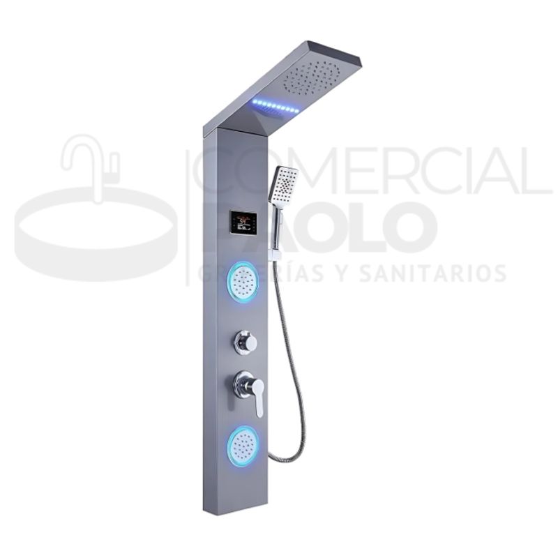GENERICO - COLUMNA DE DUCHA LUZ LED SATINADO KM-8002