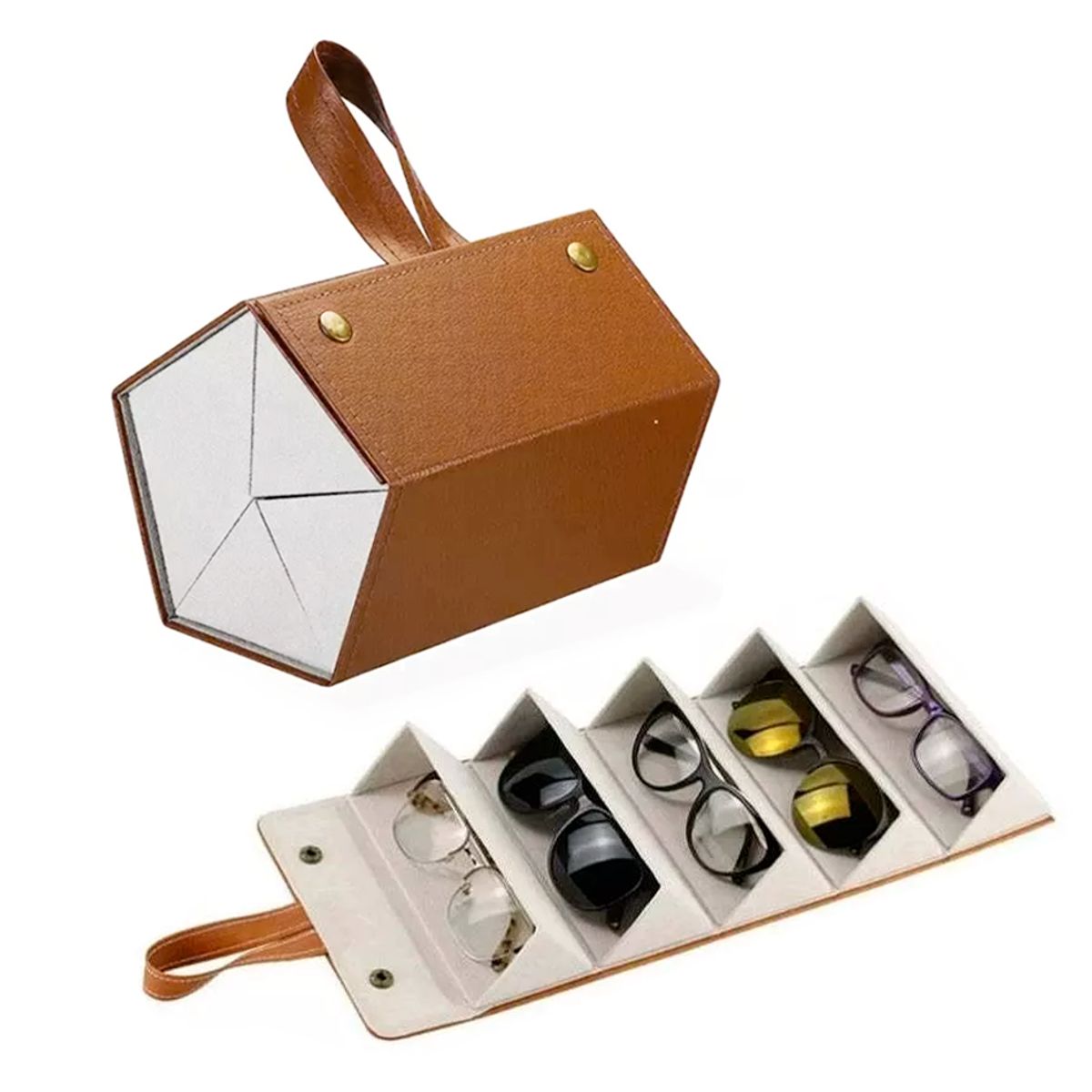 GENERICO - Estuche organizador 05 compartimientos plegables para Lentes