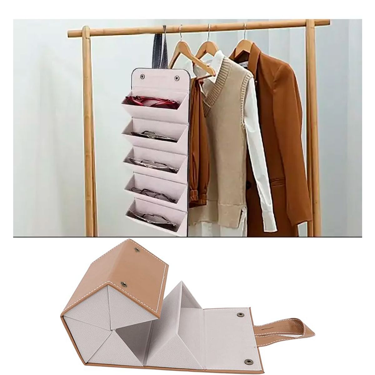 GENERICO - Estuche organizador 05 compartimientos plegables para Lentes