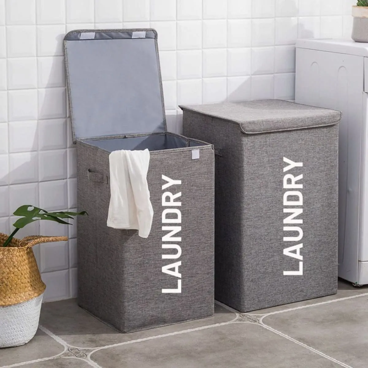 ELMEJORPRECIO - Cesto de Ropa Plegable para Lavandería Modelo Box Gris