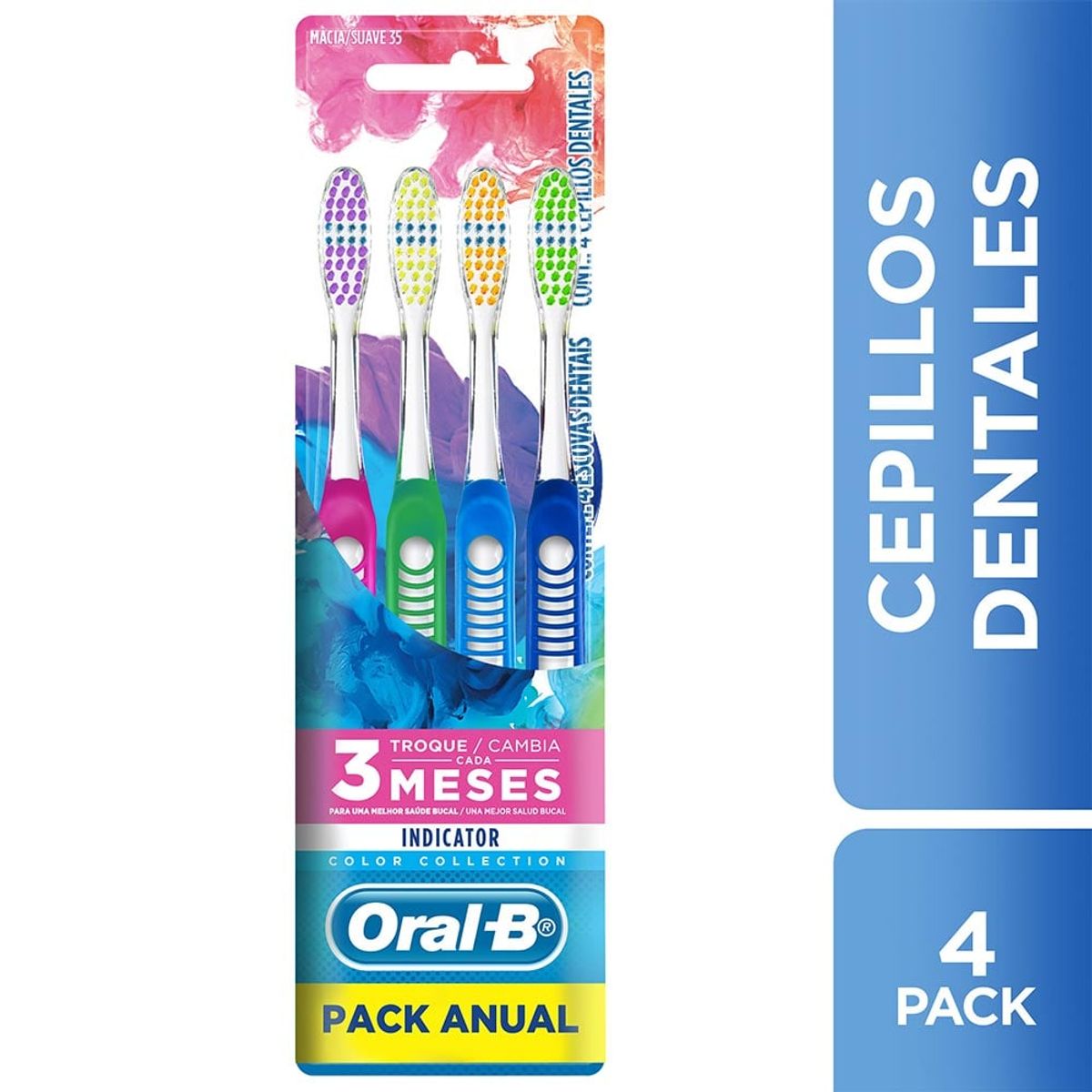 ORAL B - Cepillo Dental Oral B Indicator Colors Pack Anual 4 unidades