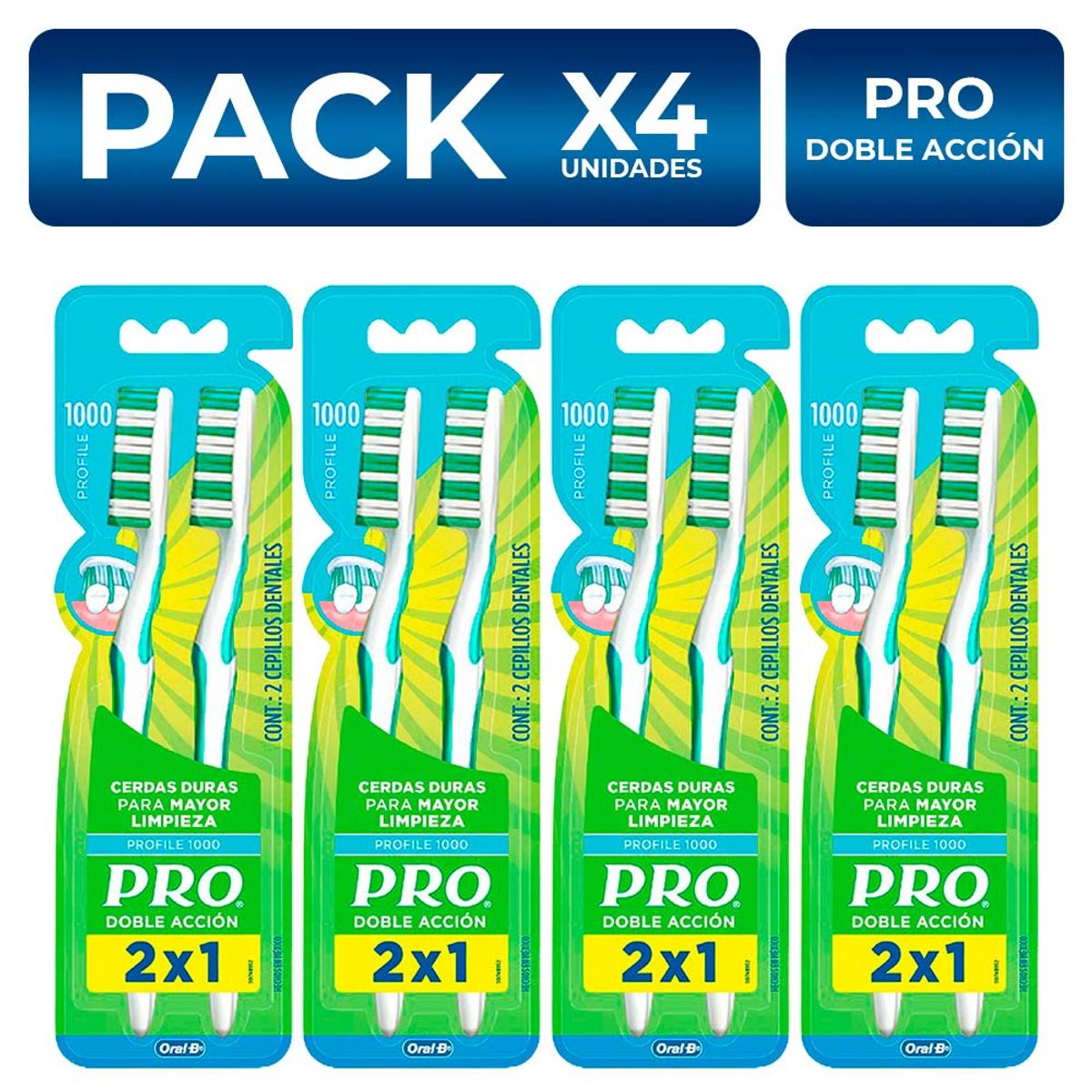ORAL B - PackX4 Cepillo Dental Oral B Pro Doble Acción x2 unidades