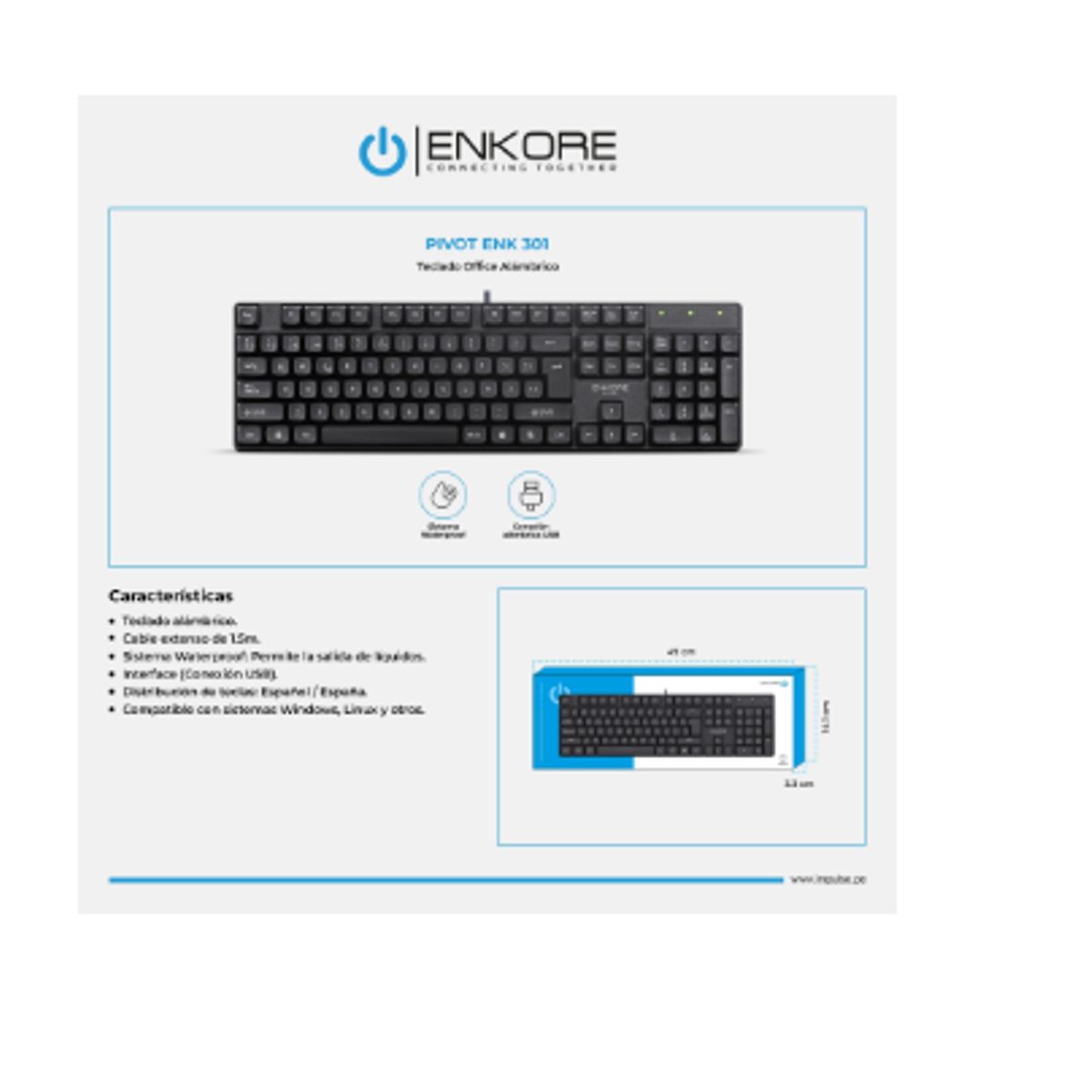 ENKORE - Teclado Alambrico PIVOT ENK301 USB ENKORE