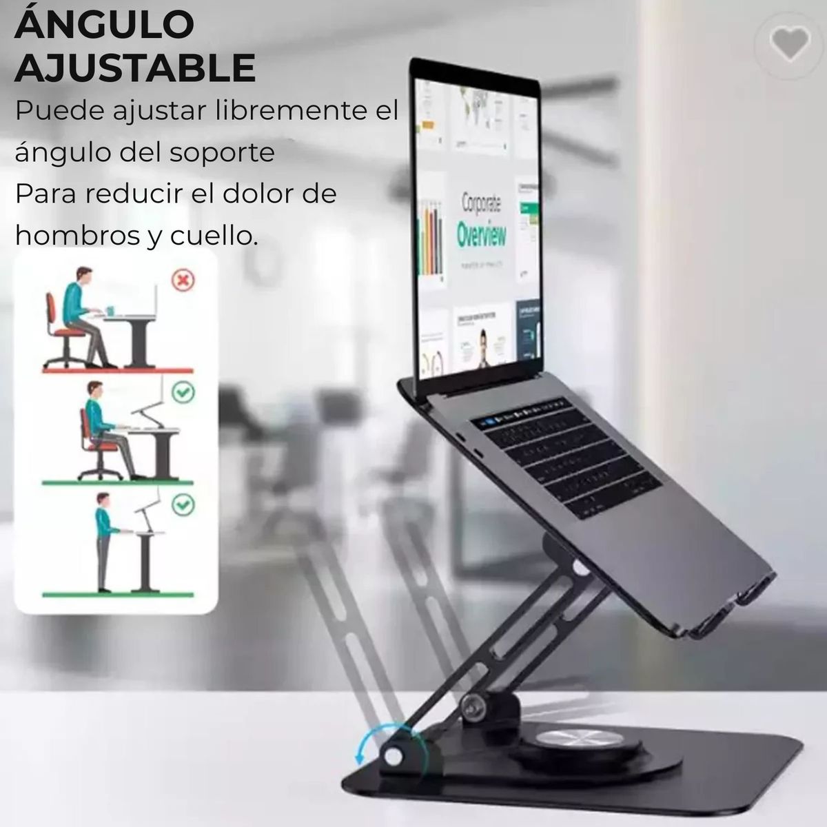 SEISA - Soporte portátil plegable para notebook y tablet con 10 posiciones