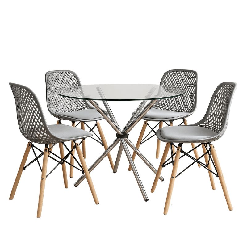 MOBELART - Juego de comedor Nórdico 4 puestos Gris möbelArt