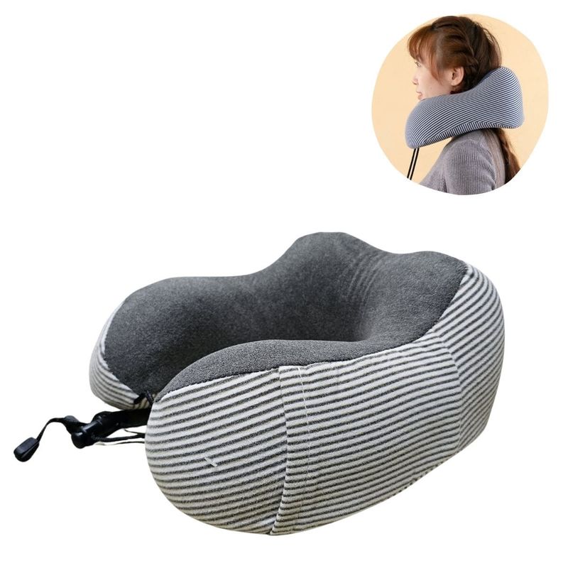ELMEJORPRECIO - Cojín para Cuello Almohadilla Cervical Ajustable Modelo Rayado Gris