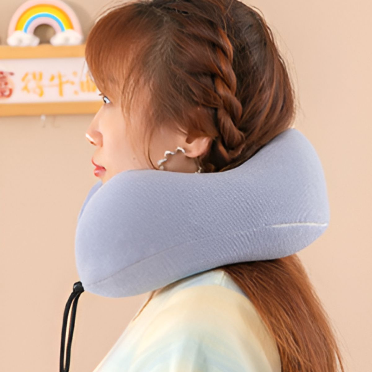 ELMEJORPRECIO - Cojín para Cuello Almohadilla Cervical Ajustable Modelo Rayado Celeste