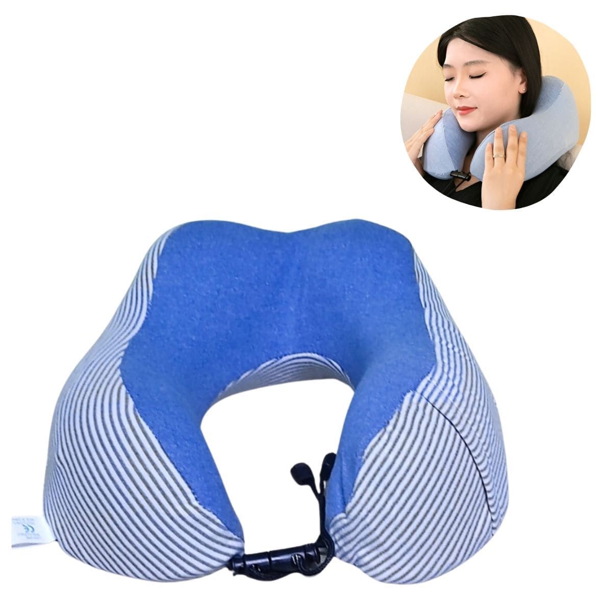 ELMEJORPRECIO - Cojín para Cuello Almohadilla Cervical Ajustable Modelo Rayado Azul
