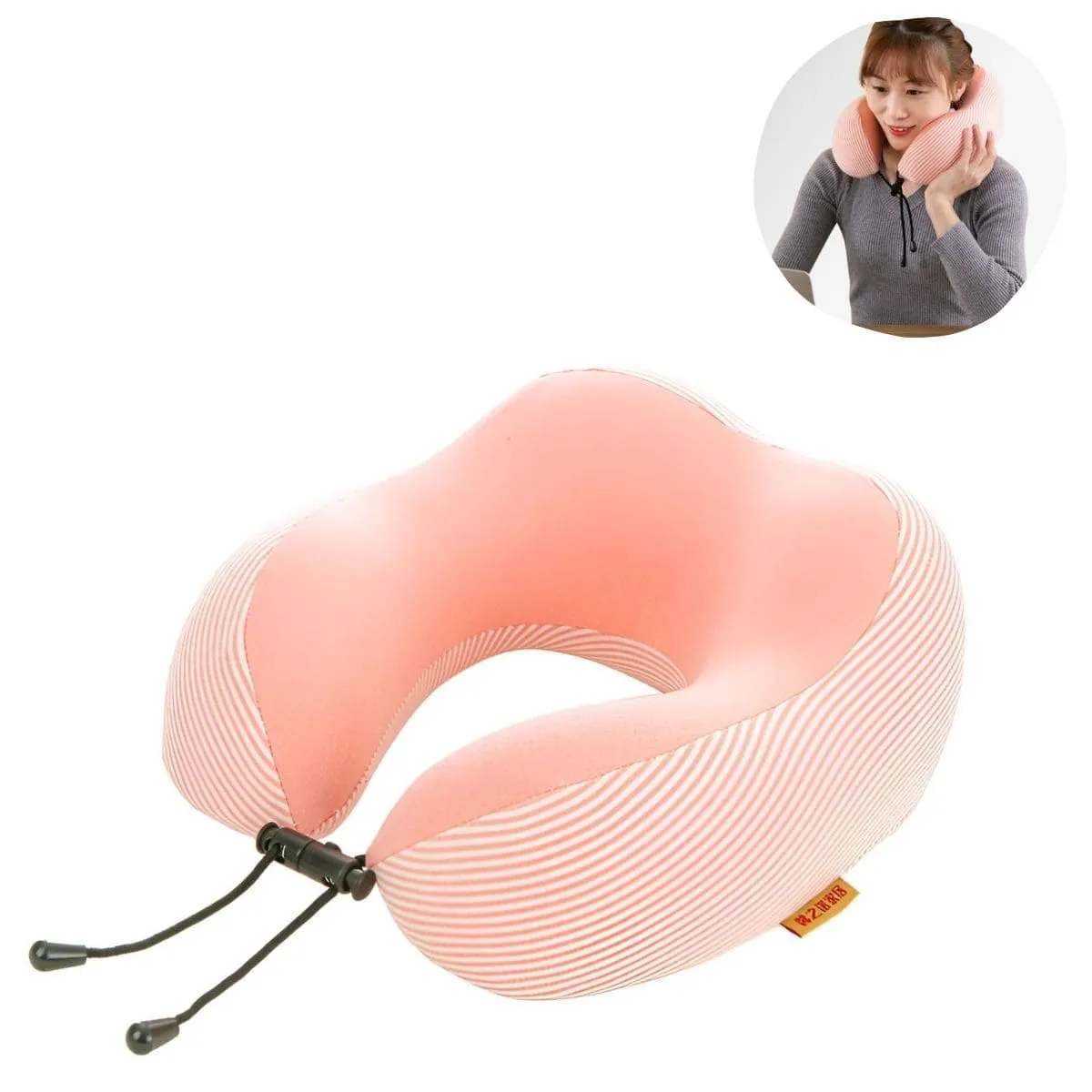 ELMEJORPRECIO - Cojín para Cuello Almohadilla Cervical Ajustable Modelo Rayado Rosado