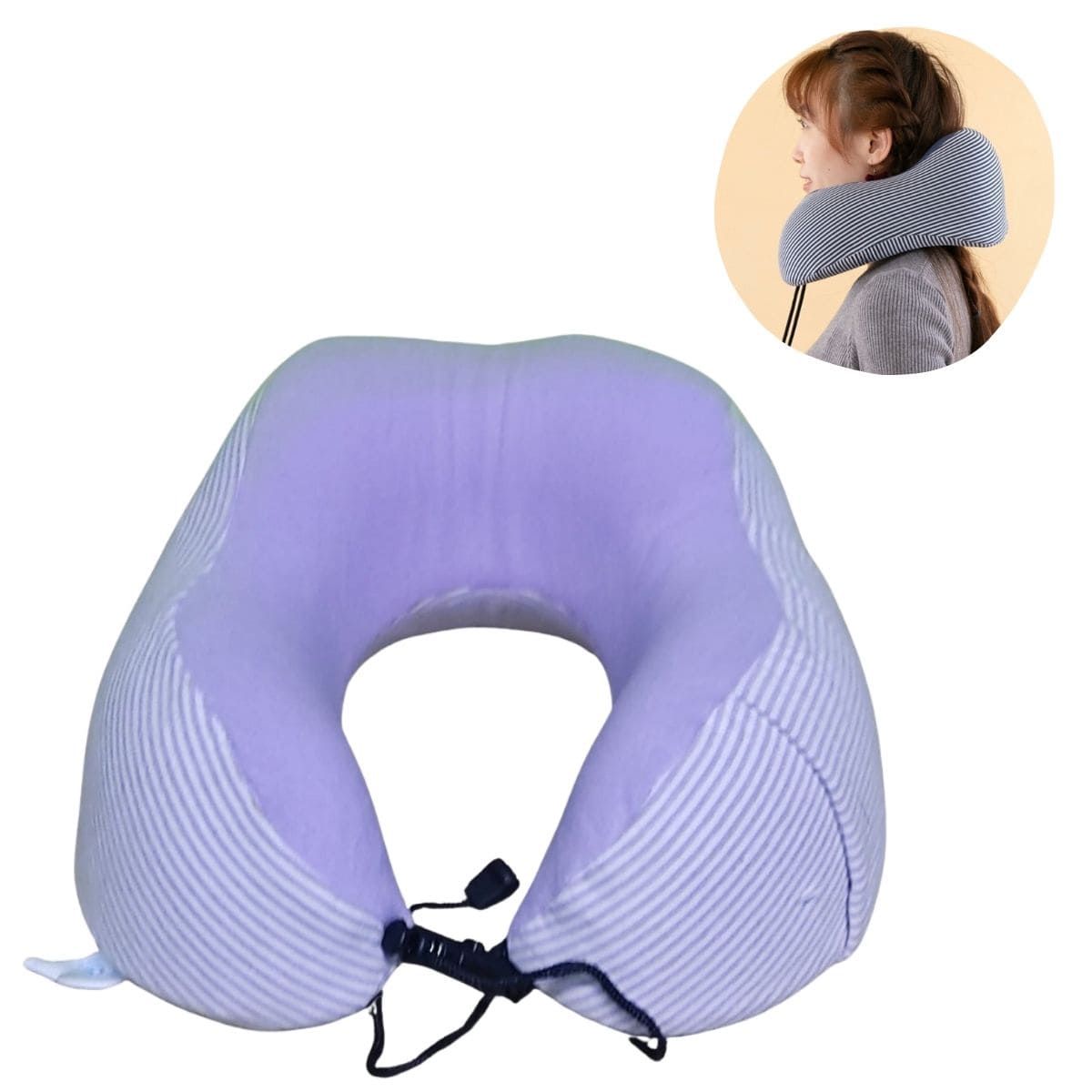 ELMEJORPRECIO - Cojín para Cuello Almohadilla Cervical Ajustable Modelo Rayado Lila