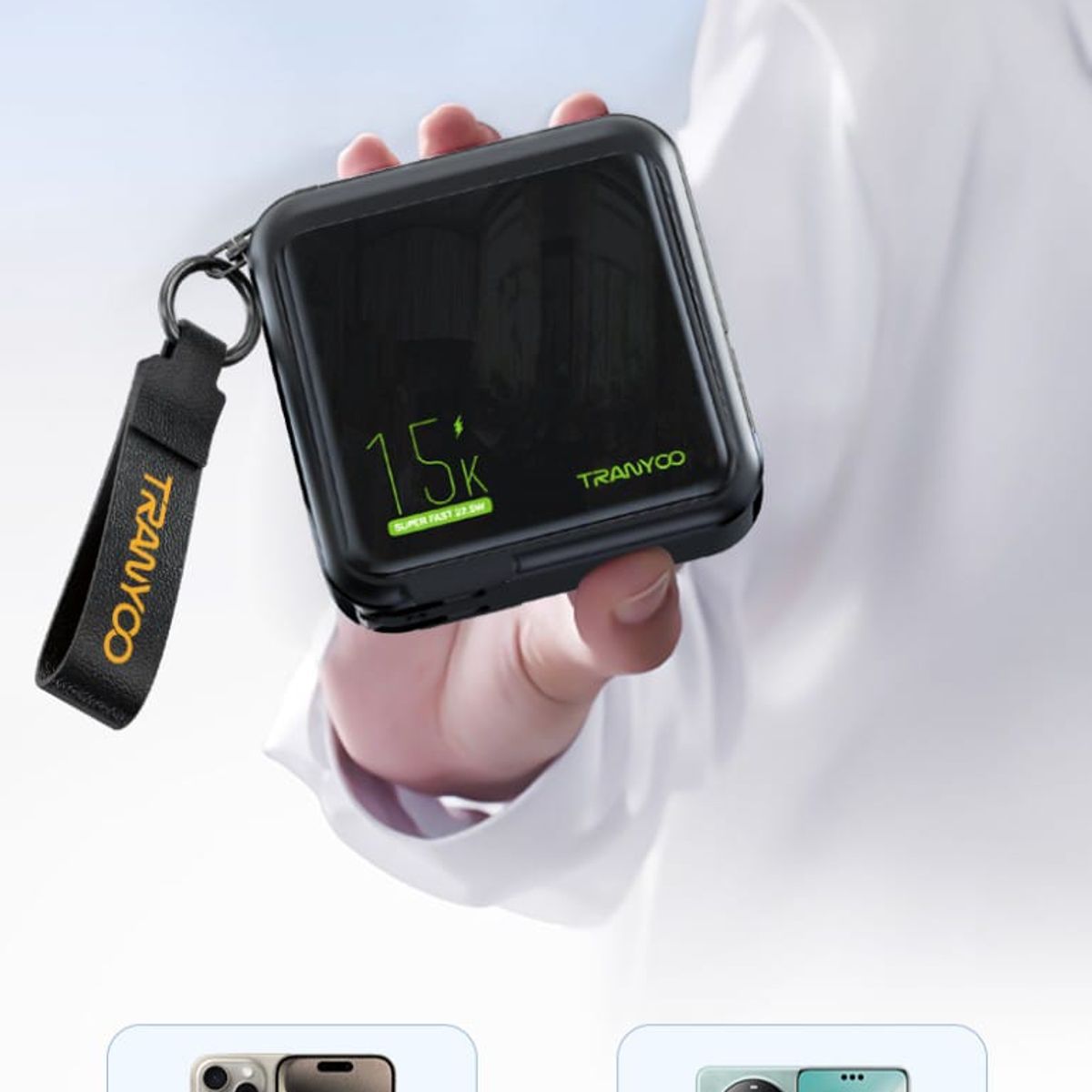 OEM - Tranyoo Power Bank 10000mAh con 4 Cables Lightning Tipo-C Carga Rápida