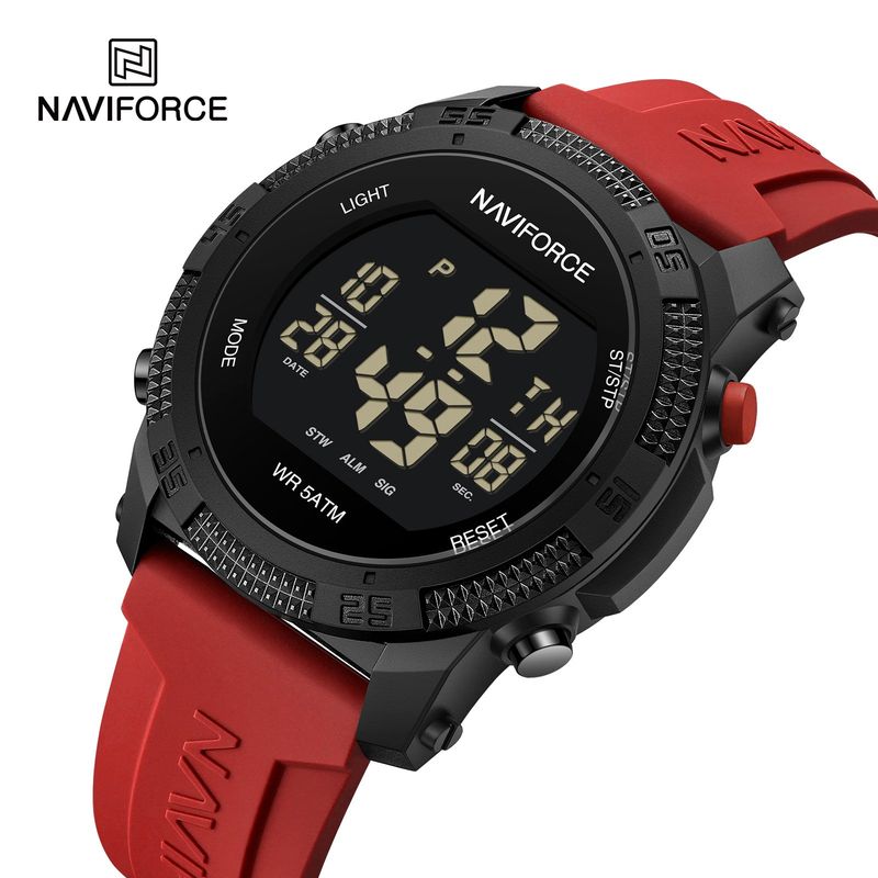 NAVIFORCE - Reloj Naviforce 7104 Rojo Digital Correa Roja de silicona