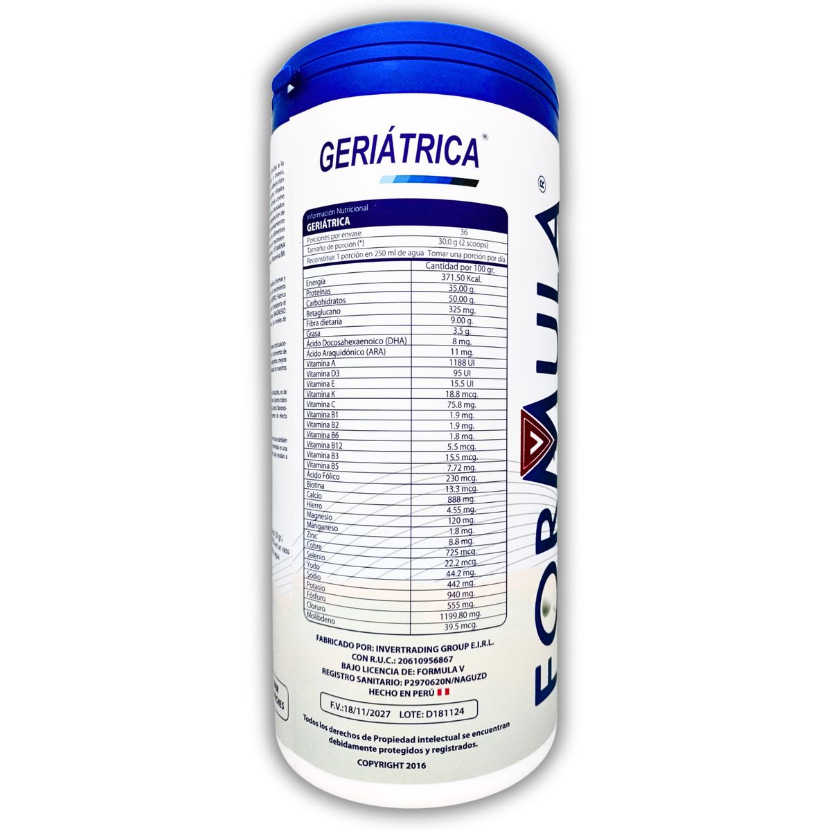 GENERICO - SUPLEMENTO GERIÁTRICO VITAMINAS ADULTO MAYOR 1.1 KILO FORMULA V
