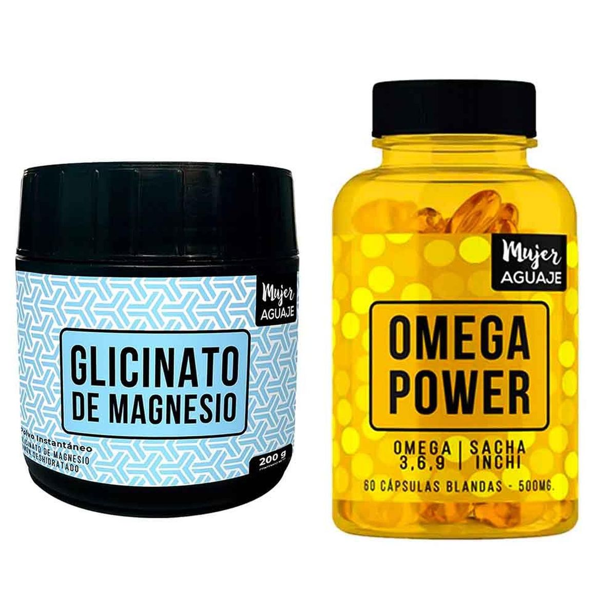MUJER AGUAJE - Glicinato de Magnesio 200 g + Omega Power Mujer Aguaje