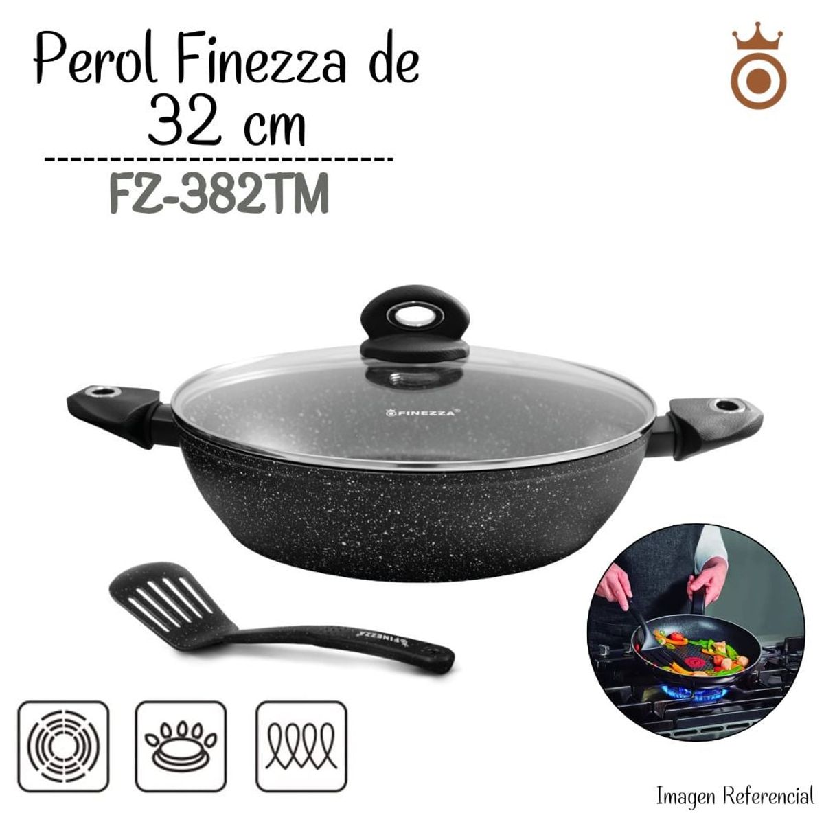 FINEZZA - Perol Finezza Ultragranito 32 cm - FZ-P382TM / Negro