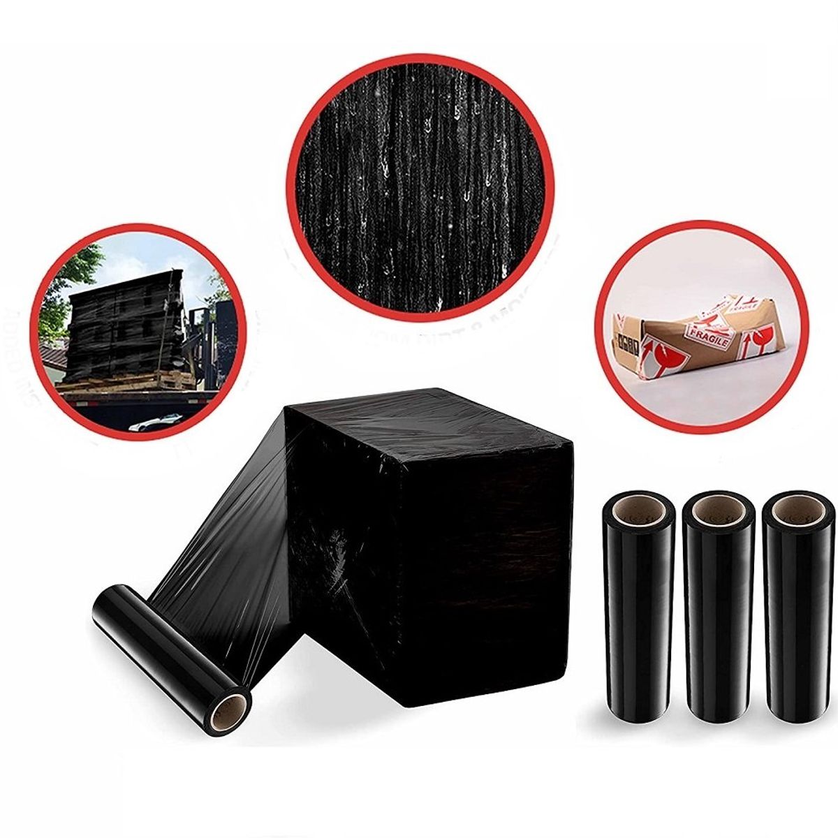 GENERICO - Stretch Film de embalaje 2.5Kg 20 50cm plástico - Negro