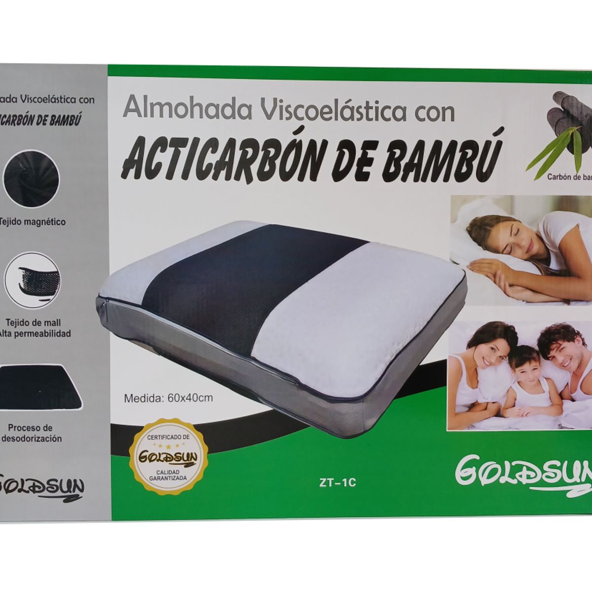 GOLDSUN - ALMOHADA VISCOELÁSTICA  ACTI-CARBÓN BAMBÚ memory foam
