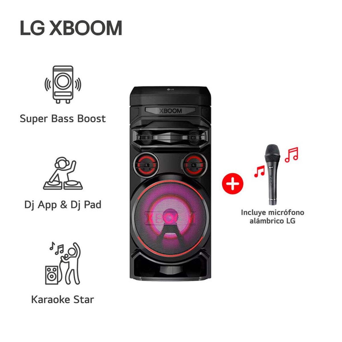 LG - Torre de sonido Multi-Bluetooth Karaoke Star XBOOM BLack LG RNC7