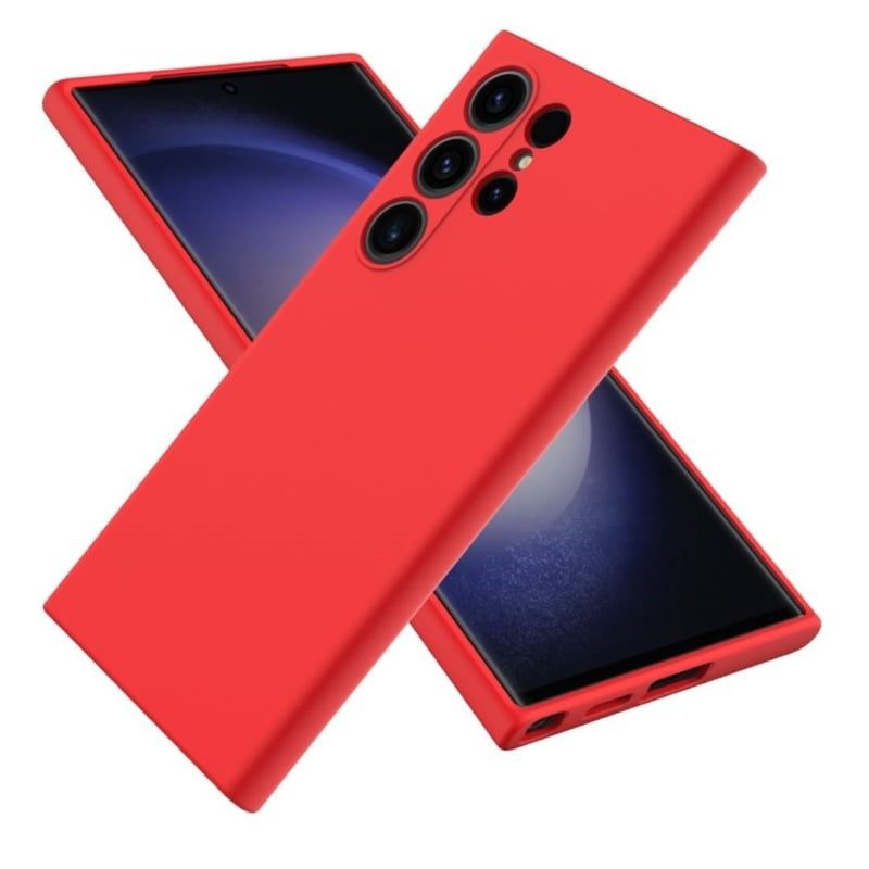GENERICO - Case Silicona Para Samsung s24 Ultra  Rojo + Mica de Vidrio