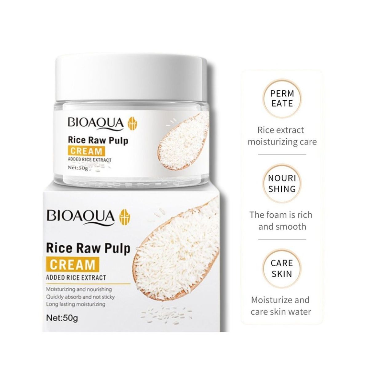 BIOAQUA - CREMA FACIAL BIOAQUA REJUVENECEDORA E HIDRATANTE DE ARROZ