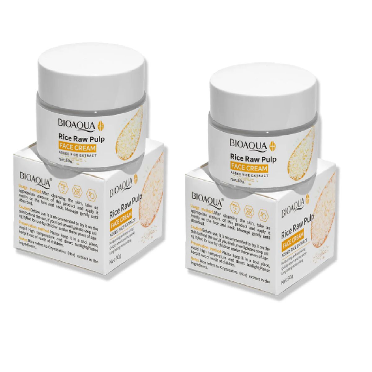 BIOAQUA - PACK 2 CREMA FACIAL REJUVENECEDORA E HIDRATANTE DE ARROZ