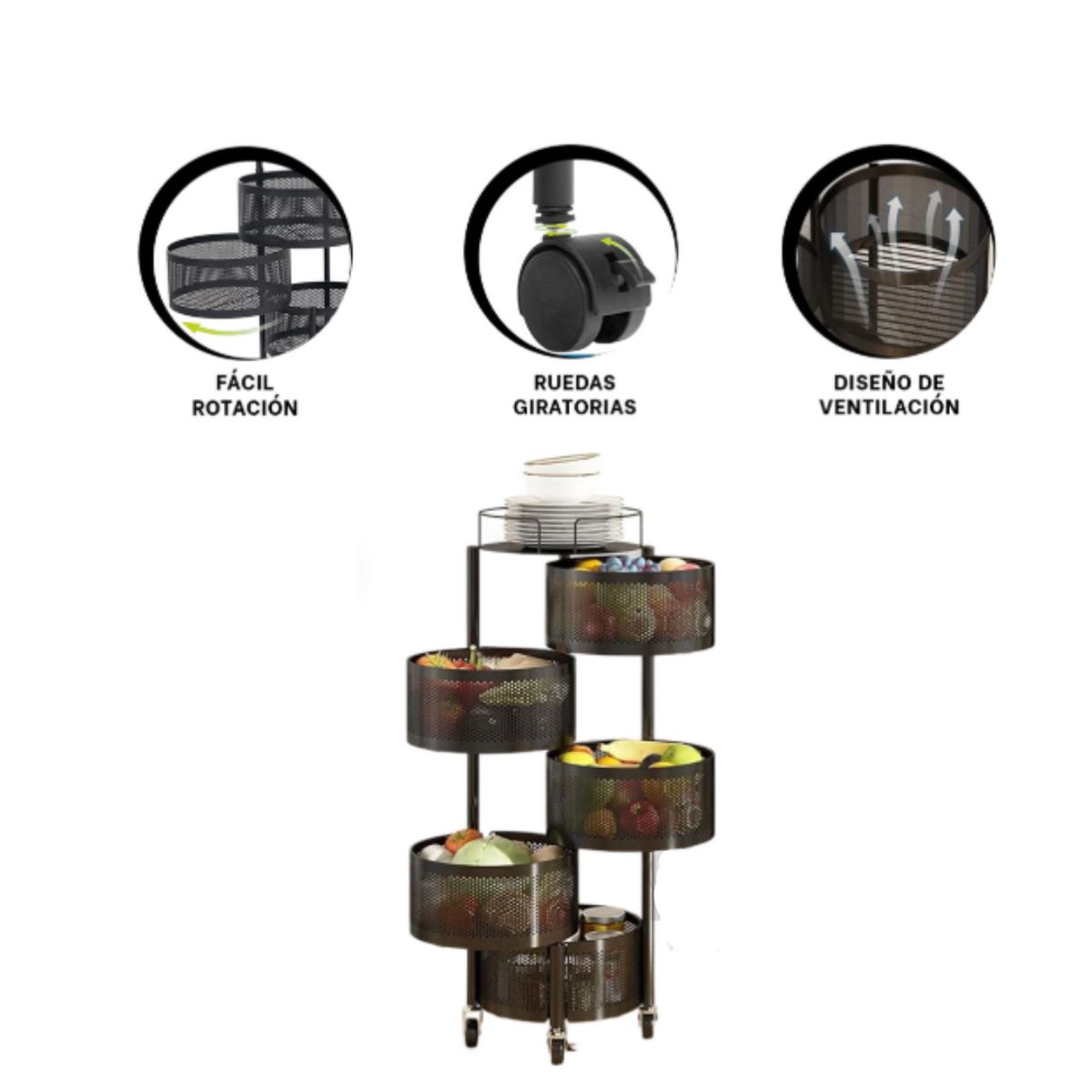 GENERICO - VERDULERO GIRATORIO CON 5 DIVISIONES