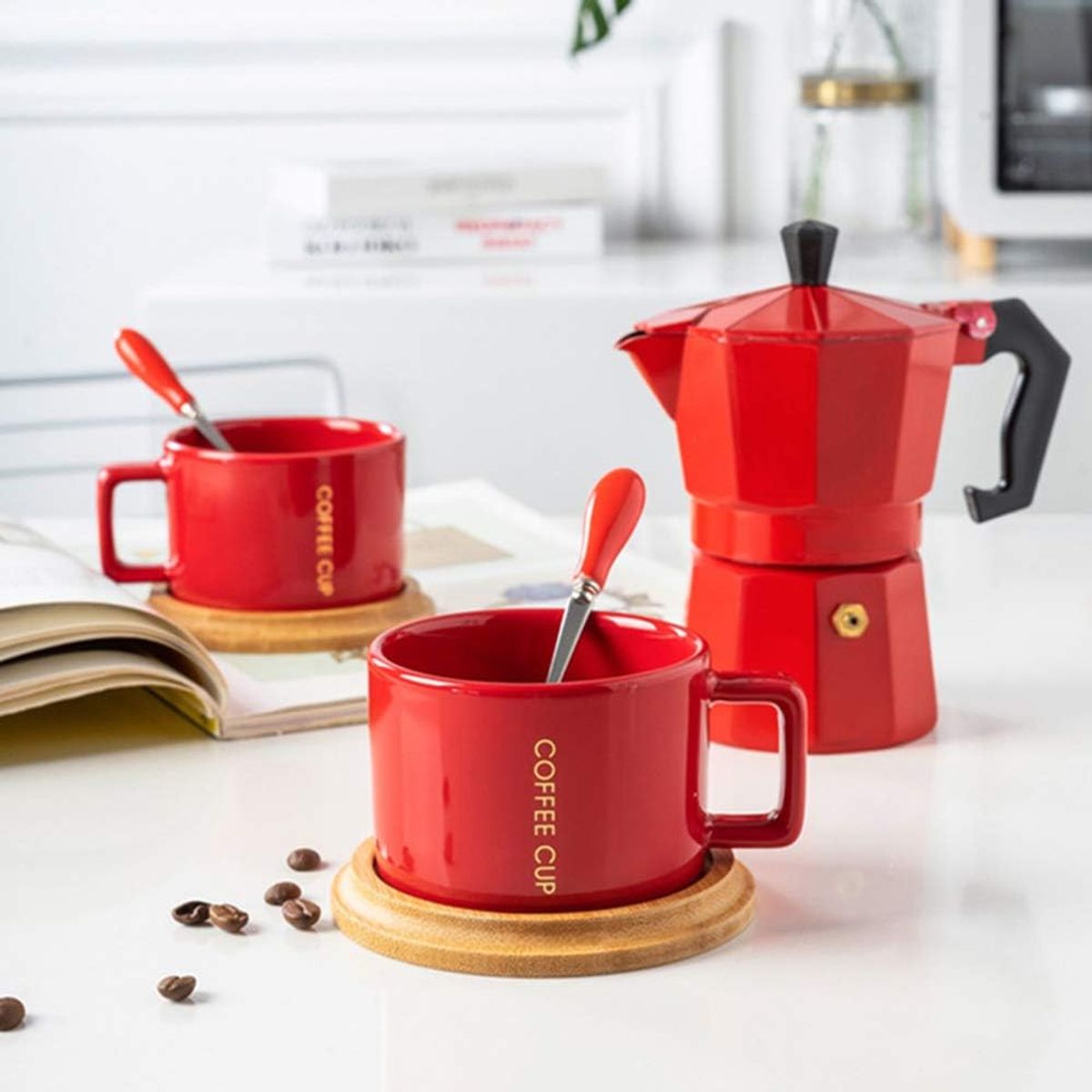 GENERICO - Cafetera italiana  2 tz rojo