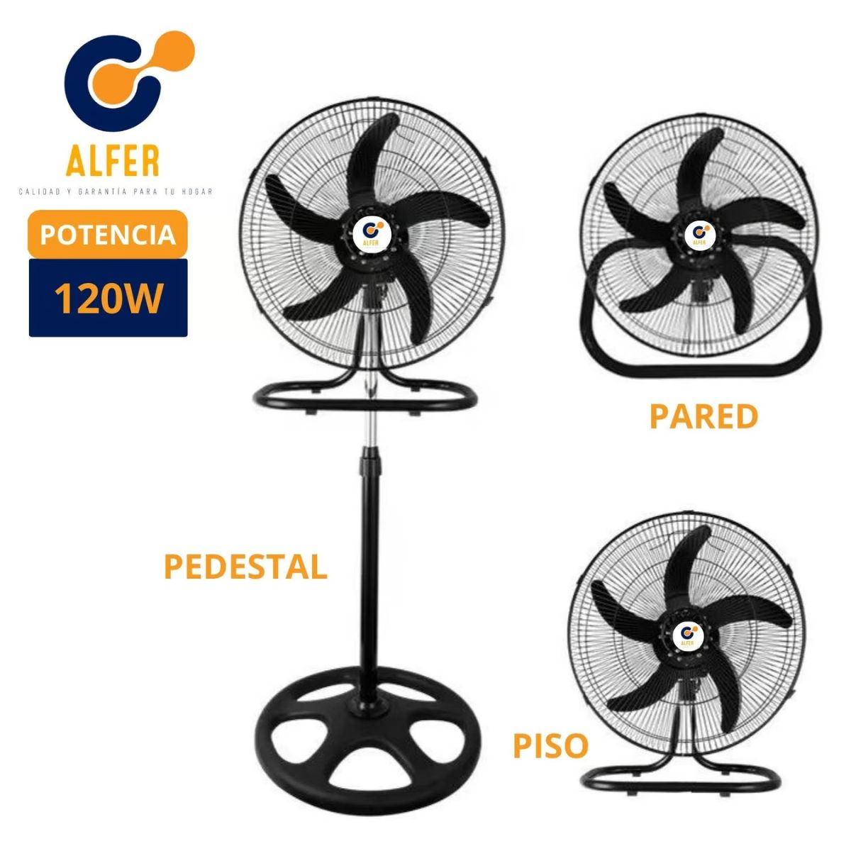 ALFER - Ventilador 3 en 1 De 18″ 120 Watts Negro ALFER