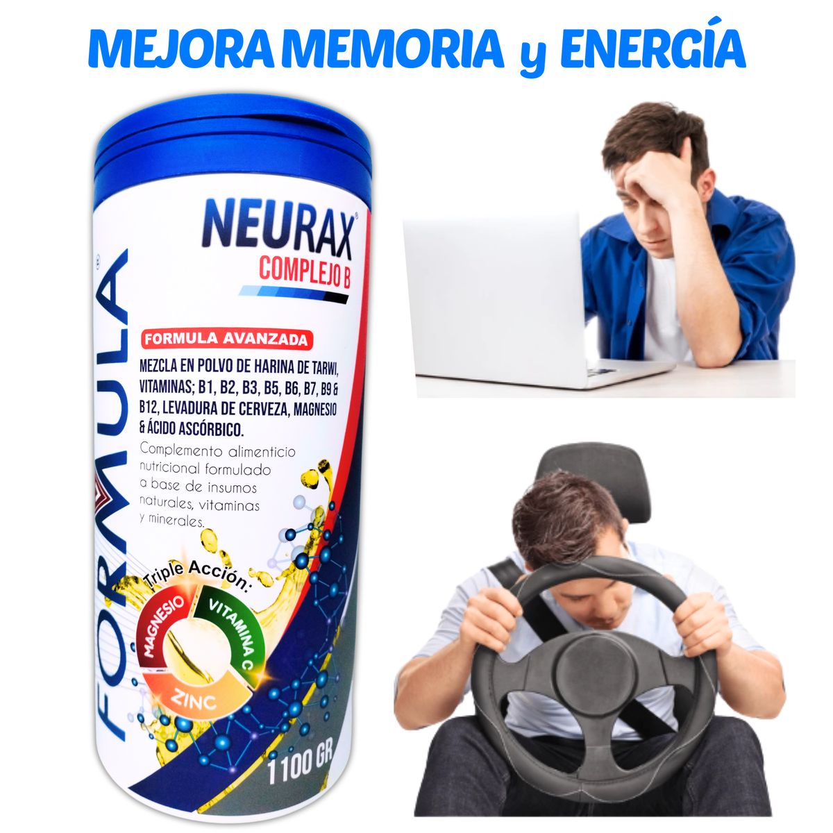 GENERICO - COMPLEJO B REDUCE ESTRES & MEJORA MEMORIA Y ENERGIA 1.1 KILO FORMULA V