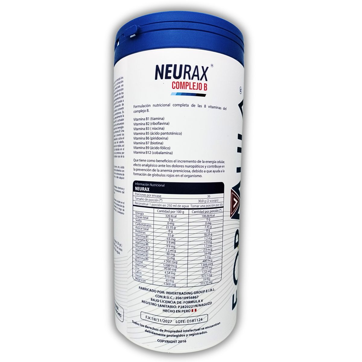 GENERICO - COMPLEJO B REDUCE ESTRES & MEJORA MEMORIA Y ENERGIA 1.1 KILO FORMULA V