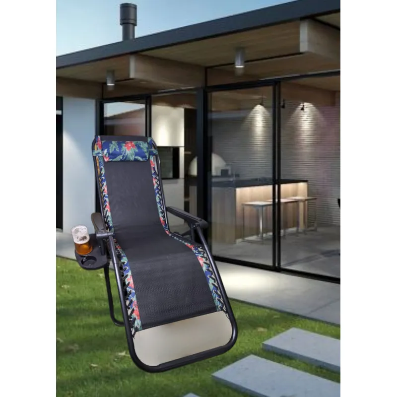 GENERICO - SILLA PLEGABLE GRAVEDAD CERO RECLINABLE PREMIUM CON BANDEJA PORTA VASO PLAYA TERRAZA JARDÍN CAMPING
