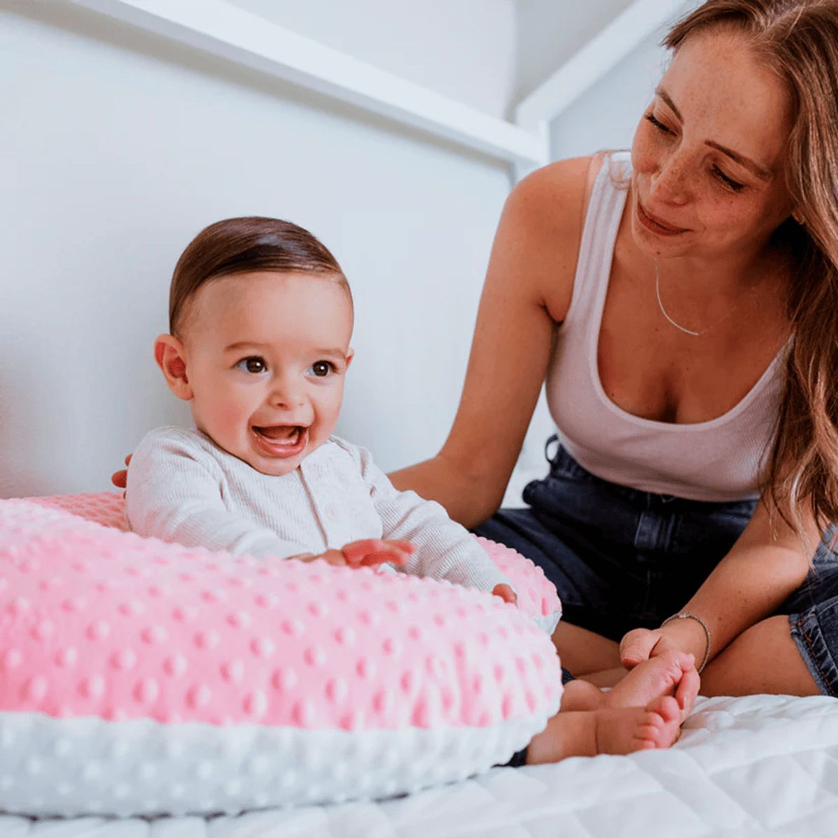 GENERICO - Cojin de lactancia en color Rosado y blanco